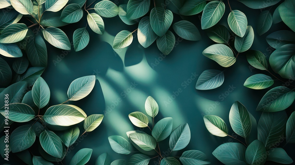 A green leafy background with a leafy border A green leafy background with a leafy border