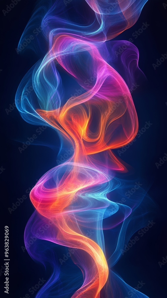 Vibrant swirling abstract light pattern on dark Vibrant swirling abstract light pattern on dark