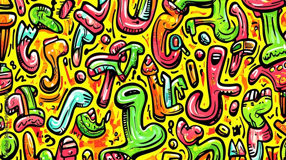 Abstract Doodle Art with Vibrant Colors Abstract Doodle Art with Vibrant Colors