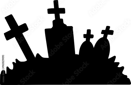 grave halloween silhouette hand drawn