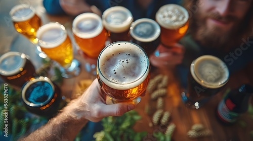 Beer Lover Tasting a Flight of Craft Beers with a Serene Ambiance