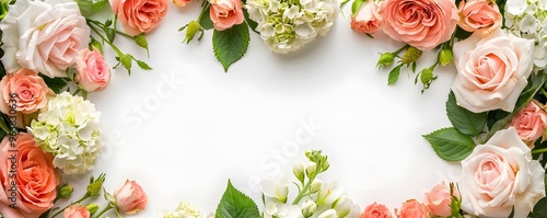 Wallpaper Mural A Border of Peach and White Roses and White Flowers Torontodigital.ca