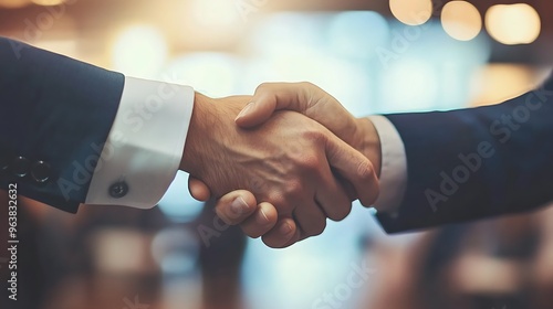 Businessmen shaking hands agreement deal success partnership