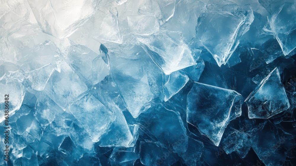 A blue and white ice sculpture with many pieces. The blue and white colors give a sense of calmness and serenity A blue and white ice sculpture with many pieces. The blue and white colors give a sense of calmness and serenity