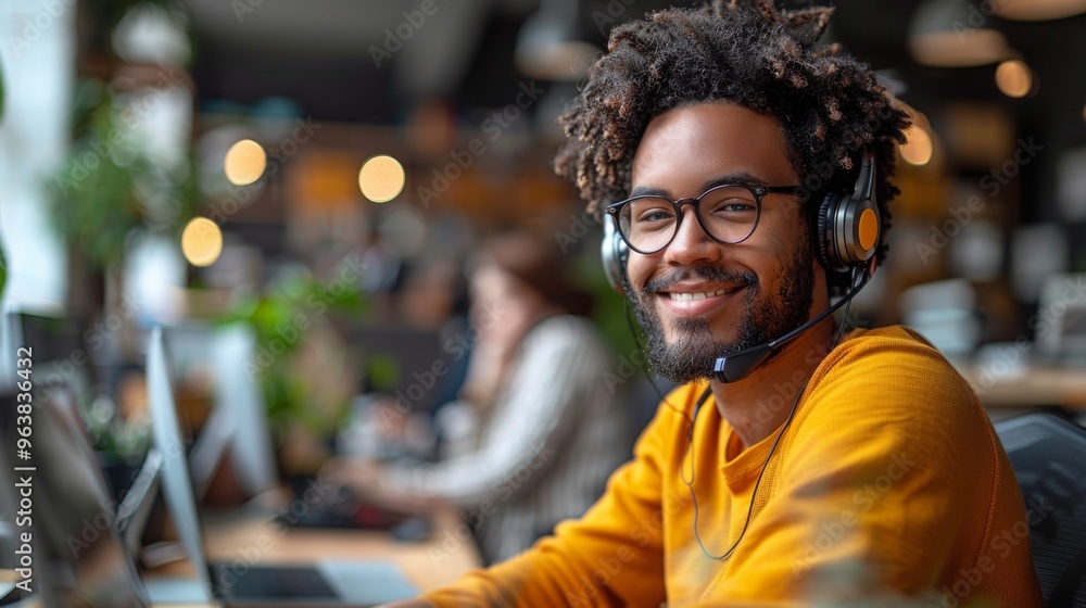 Create an image of a customer service representative assisting a client over the phone, with a friendly and professional demeanor Create an image of a customer service representative assisting a client over the phone, with a friendly and professional demeanor
