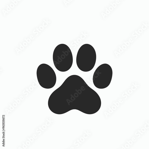 Black paw print illustration on a white background.