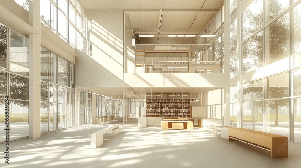A large, empty room with a lot of windows and a lot of white