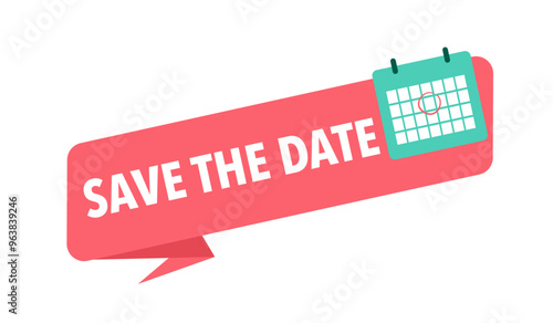 Save the date sign, emblem, label, banner, sticker vector illustration.