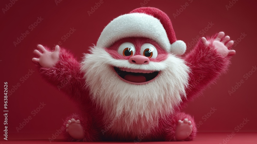 3d cartoon character hairy bigfoot wearing santa claus hat dancing on re3d backgroun3d person wearing furry costume funny mascot looping animation modern minimal seamless motion design 3d cartoon character hairy bigfoot wearing santa claus hat dancing on re3d backgroun3d person wearing furry costume funny mascot looping animation modern minimal seamless motion design