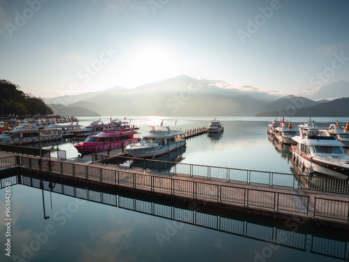 The beautiful scenery of the Sun Moon Lake pier.