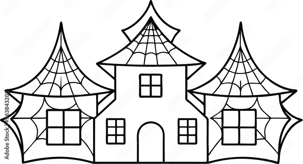 Halloween haunted houses line art Halloween haunted houses line art
