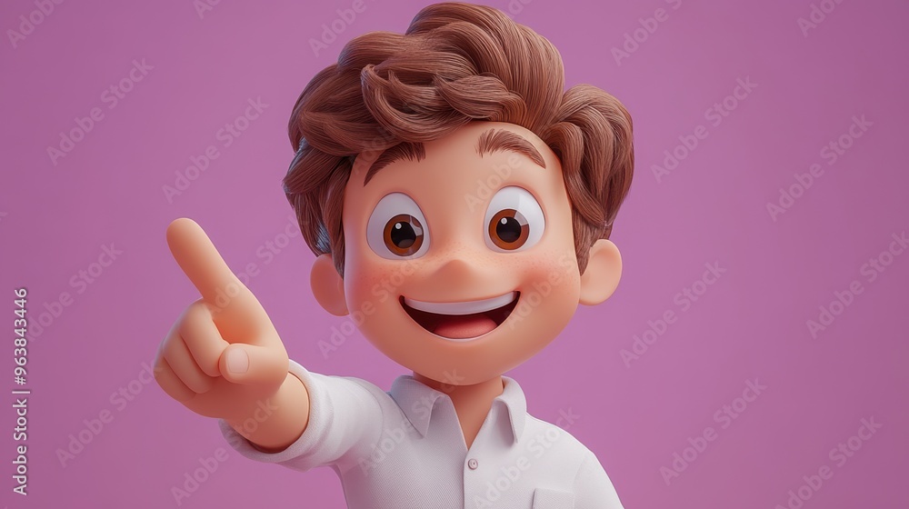 3d cartoon character human han3d shows direction with pointing finger attention concept flexible arm funny clip art isolate3d on violet background 3d cartoon character human han3d shows direction with pointing finger attention concept flexible arm funny clip art isolate3d on violet background