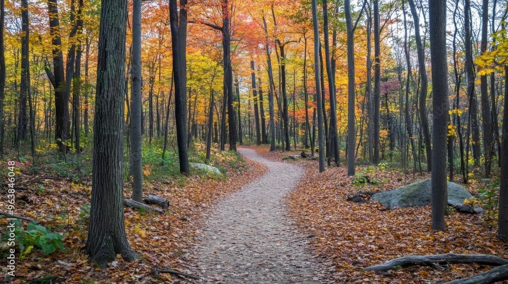 Obraz premium Winding Path Through Autumnal Forest