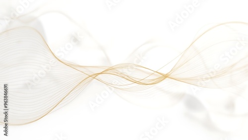 Modern 3D White Abstract background with Wavy Golden Lines