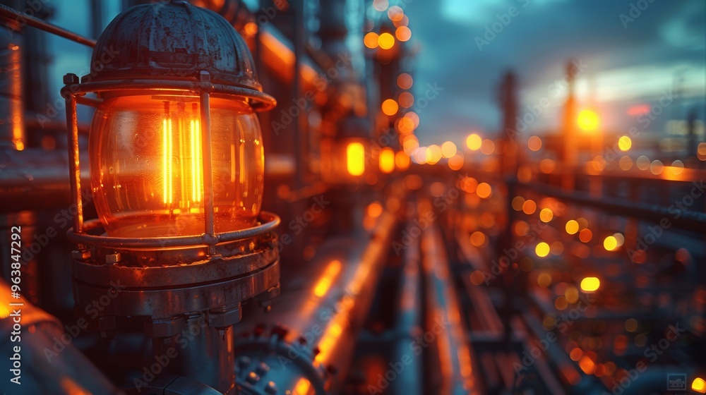 gas metering station background, dramatic lighting