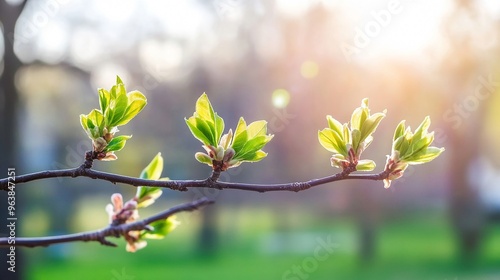 New buds on a tree branch