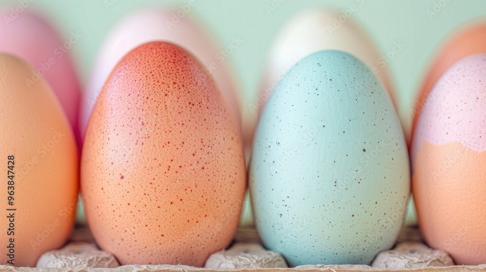 Colorful Speckled Eggs in Soft Pastels Colorful Speckled Eggs in Soft Pastels