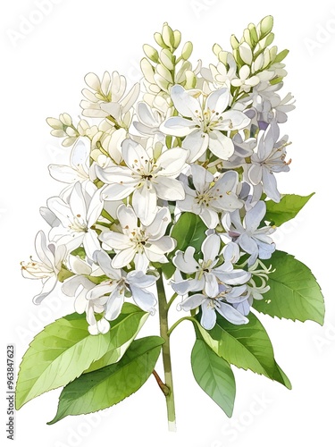 Lilac Watercolor Flowers Leaves Plants Illustration