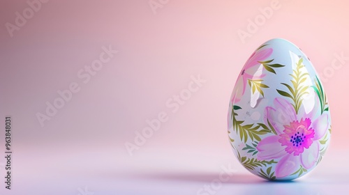 Floral Painted Egg with Soft Background