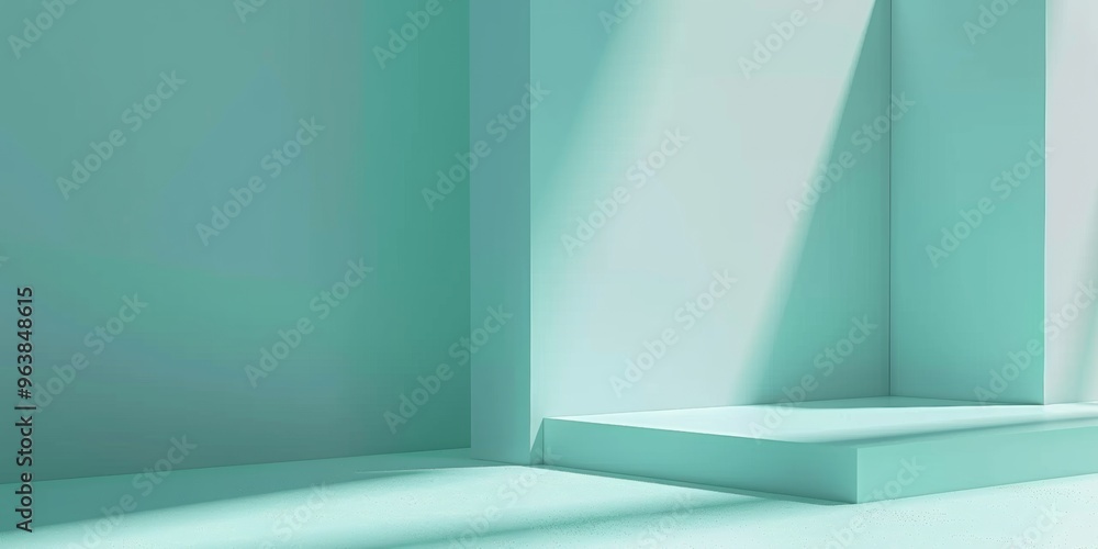 Fototapeta premium a minimalist background using a soft teal color. The background should be plain and smooth, perfect for creating a clean and modern atmosphere