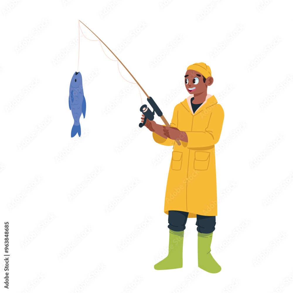 adult fishing standing with rod