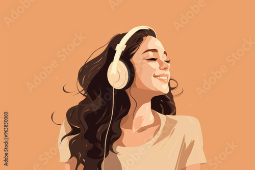 Woman enjoying music headphones