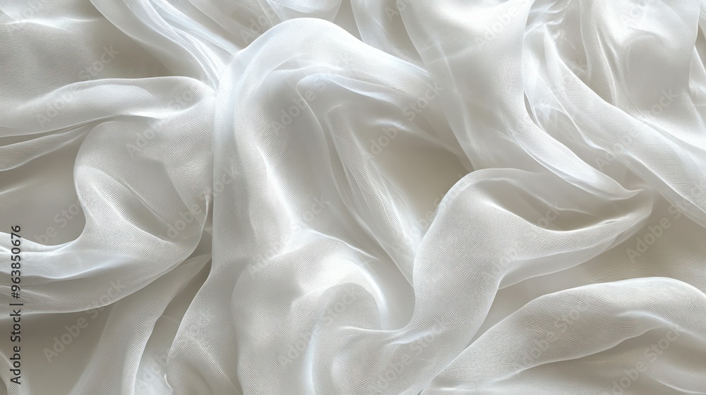 A white fabric with a pattern of lines and swirls. The fabric is very thin and delicate A white fabric with a pattern of lines and swirls. The fabric is very thin and delicate