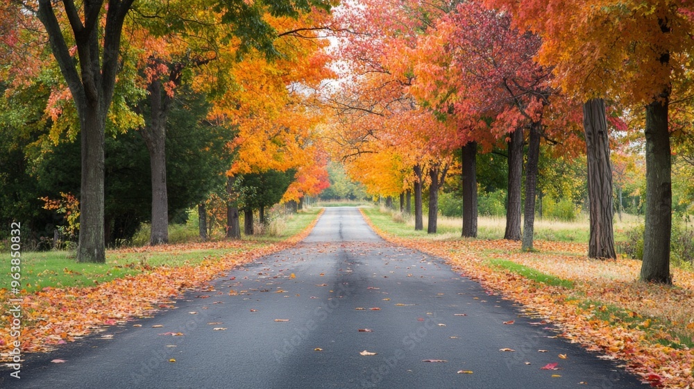 Naklejka premium A Fall Path Through Autumnal Trees
