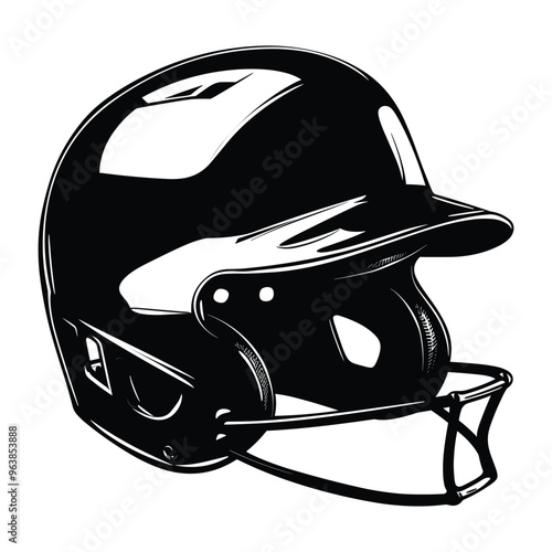 Baseball helmet silhouette vector