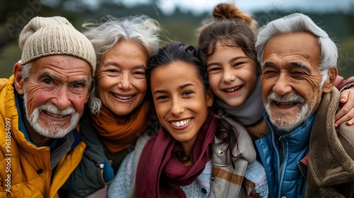 Joyful Family Smiling Together Outdoor Portrait Cherished Generational Connections Love Bonding Laughter Happiness. AI Generated
