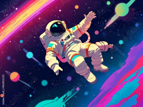 Astronaut Floating in a Cosmic Landscape