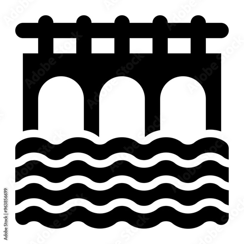 barrage, dam, water, architecture, reservoir, geography solid or glyph icon