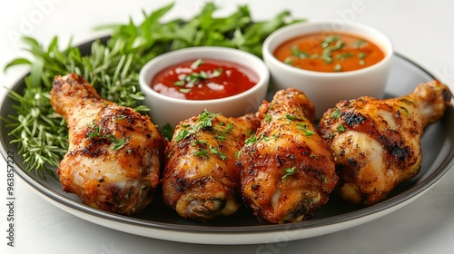 Crispy Golden Fried Chicken Drumsticks Displayed on a Plate