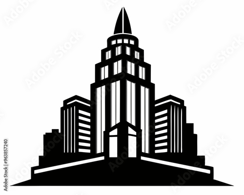 skyscraper building city black vector silhouette photo