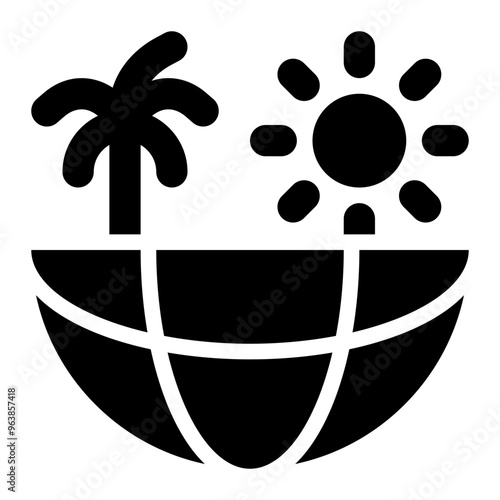 tropics, tropical, tropical zone, torrid zone, summer, weather, geography, geographic solid or glyph icon