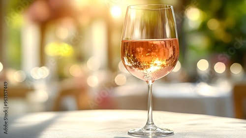 Delicate Ros Wine Glow on Tranquil White Tablecloth