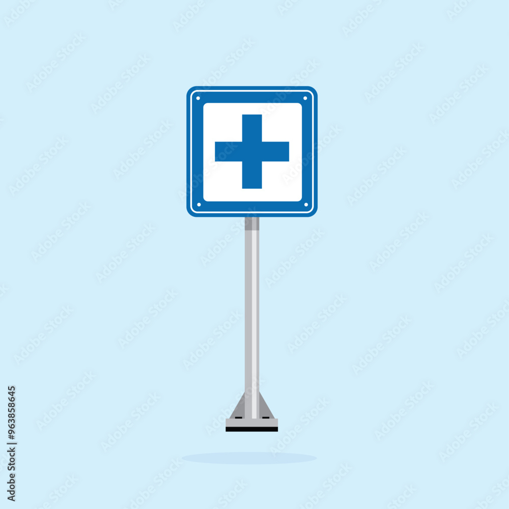 road sign icon, fisrt aid post symbol in blue checkered board. suitable for poster and web icon use road sign icon, fisrt aid post symbol in blue checkered board. suitable for poster and web icon use