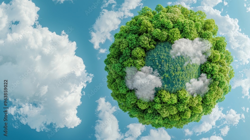 Green Planet with Clouds Sustainable Environment Green Planet with Clouds Sustainable Environment