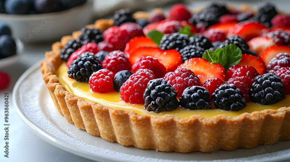 Freshly Baked Fruit Tart with Buttery Crust and Delightful Filling Freshly Baked Fruit Tart with Buttery Crust and Delightful Filling