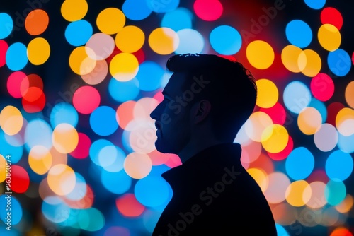 Ionotropic receptors brain coherence and neuro linguistic processing abstract silhouette with vibrant lights symbolizing cognitive interaction and mental focus photo