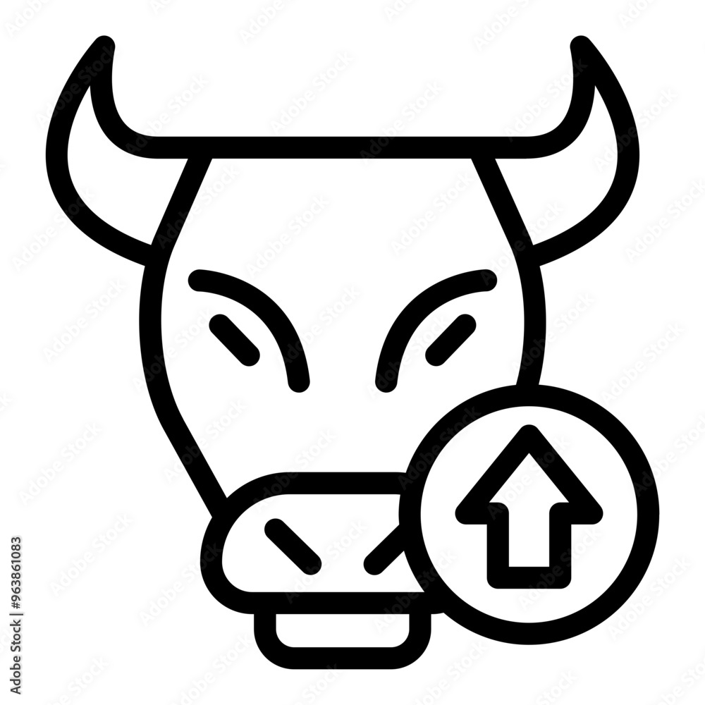 Bull icon symbolizing bullish stock market trends and growth. Bull icon symbolizing bullish stock market trends and growth.