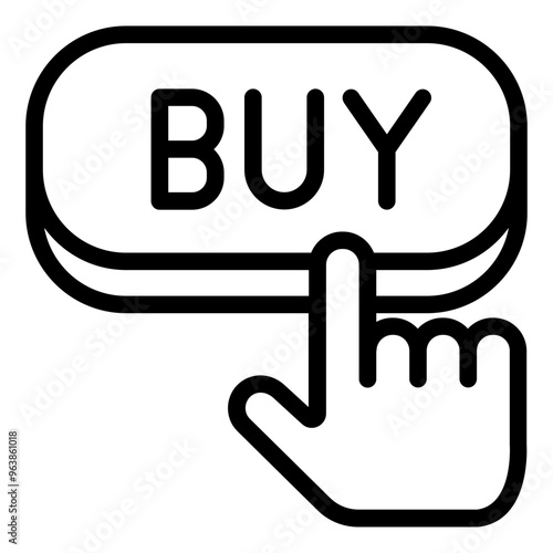 Hand pressing buy button in stock market transaction.