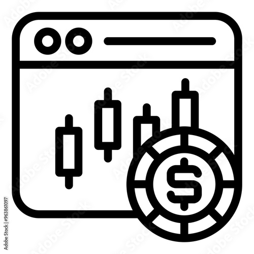 Website with candlestick chart and bluechip dollar representing stable. and high-value bluechip stocks photo