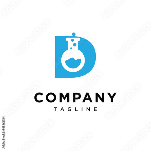 Letter D Laboratory science logo icon