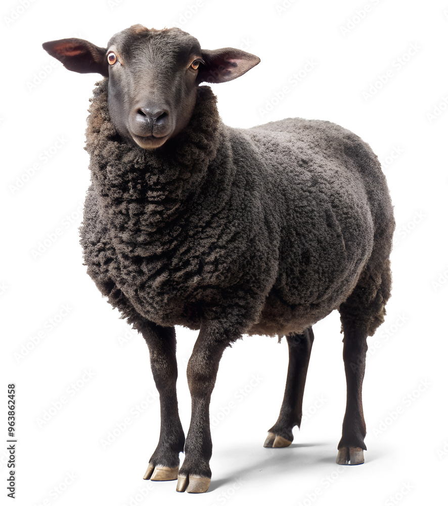 Fototapeta premium Black sheep isolated on transparent background
