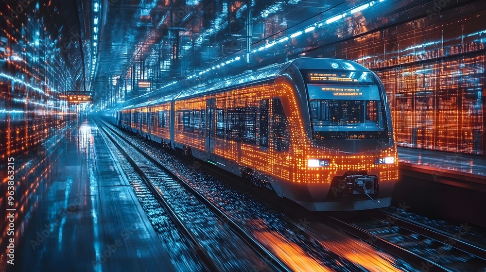 Fototapeta premium Innovative Graphic of IoT Sensors Powering the Future of Transportation Systems