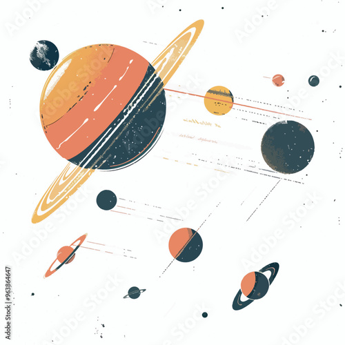 A whimsical illustration of planets and stars.