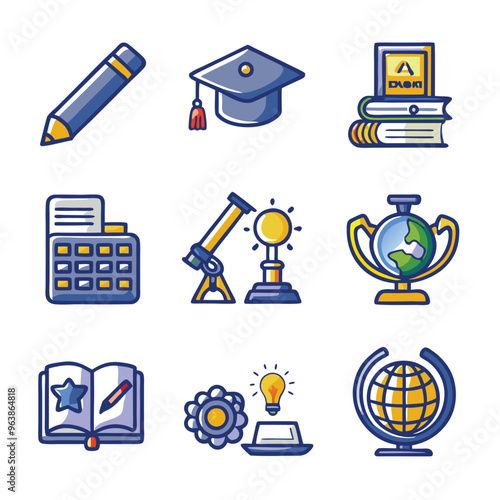 Set back to school icons, Day of Knowledge, First Day of School signs – stock vector, Editable stroke.