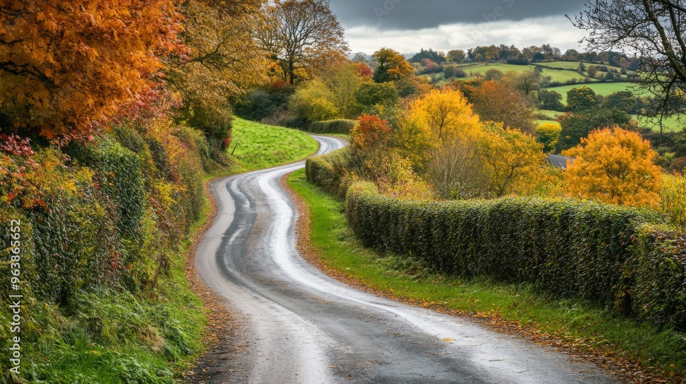 Fototapeta premium Winding Road Through Autumnal Countryside