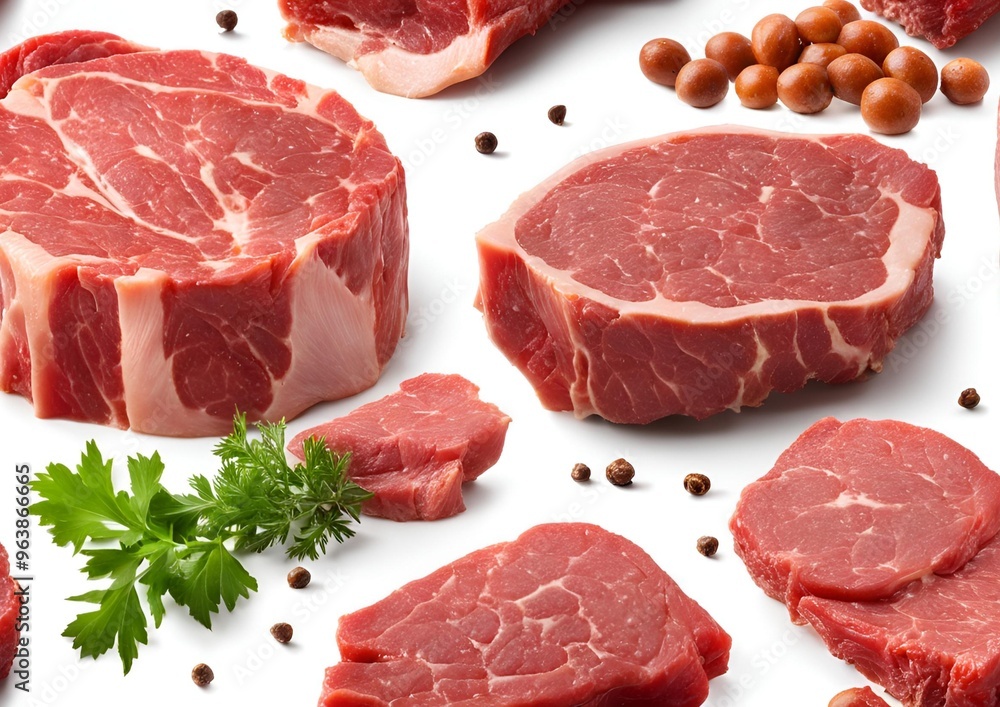 Beef meat, isolated against a white background, with full depth of field. Beef meat, isolated against a white background, with full depth of field.
